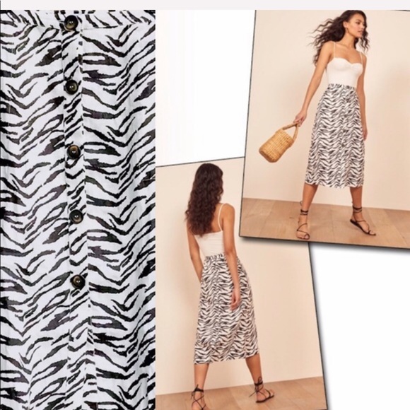 NWT Reformation gorgeous Midi Linen Button Skirt - Picture 4 of 7